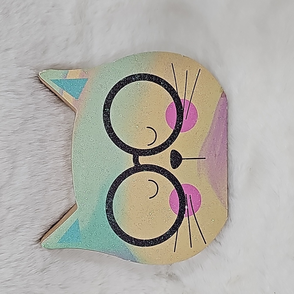 Cat with Glasses Wooden Table Decor